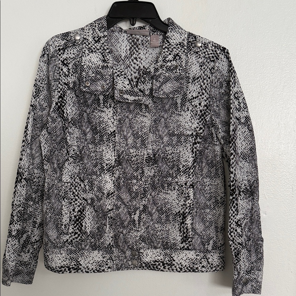 Chico's Black and White Animal Print Blazer